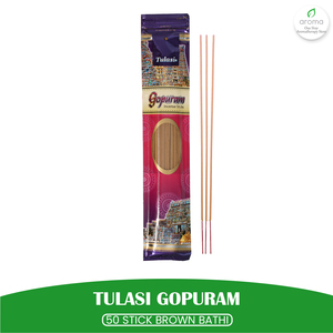Encens traditionnel indien brun Bathi Tulasi Gopuram, 50 bâtonnets, essence naturelle de basilic pour les cérémonies de temple et les salles de culte - Product Image 2