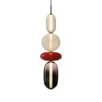 Lámpara Colgante LED de Vidrio Colorida con Altura Ajustable para Sala de Estar y Comedor