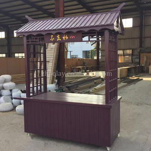 屋外モバイルビジネス自动贩売住宅ポータブルソリッドウッドフードカート屋外プロモーションカートスタンド上のストリート - Product Image 2