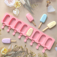 Moule à Popsicle Ovale à 8 Grilles DIY Moule en Silicone pour Crème Glacée et Chocolat Fait Maison