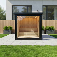 Sauna extérieur moderne pour 2 à 6 personnes, design familial noir, chauffage à vapeur sèche et humide, bois de cèdre rouge massif 6