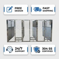 Cage pour chiens en acier inoxydable SUS 304 antirouille avec panneaux modulaires et loquet sécurisé pour enclos extérieur professionnel ou élevage