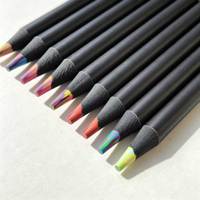 Ensemble de crayons de couleur personnalisés certifiés EN71 ISO, 16 pièces, mine arc-en-ciel, bois noir, 7 pouces, 5,0 mm, vente en gros directe d'usine