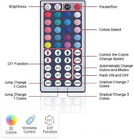 Bande LED RGB SMD2835 de 5 mètres, 54 LED, DC12V, IP44, contrôle par application avec télécommande, vente en gros