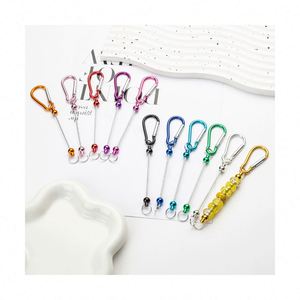 คลิปคาราไบเนอร์แบบ DIY ทนทาน พร้อมพวงกุญแจแบบ D-Ring อุปกรณ์เสริมสำหรับกระเป๋าเป้สะพายหลัง ตะขอเกี่ยวโลหะ พิมพ์ลายซิลค์สกรีน - Product Image 1