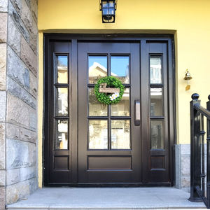 Nouvelle conception moderne de <span class=keywords><strong>porte</strong></span> d'entrée extérieure sécurisée en aluminium, <span class=keywords><strong>porte</strong></span> principale de patio avec grain de bois et verre, <span class=keywords><strong>porte</strong></span> de sécurité - Product Image 6