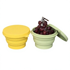 Bol pliable en silicone de qualité alimentaire Refine Factory avec couvercle, récipient de rangement extensible pour vaisselle - Product Image 3