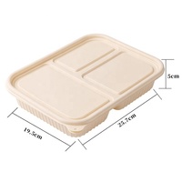 Boîte à lunch de fécule de maïs à emporter 3 compartiments pour préparation de repas écologique récipient alimentaire jetable avec couvercle
