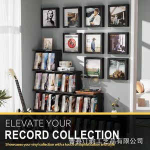 New cross-border product: Wooden <b>wall</b>-mounted <b>vinyl</b> record storage box, record rack, creative mail, newspaper, and photo frame. - Product Image 3