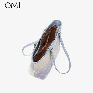 OMI 2022 новый стиль ПУ Сумка-тоут кожаный градиентный розовый сумка женская сумка на плечо, кожа, синий градиент Сумки из натуральной кожи