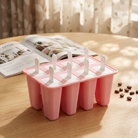 Moule à glace et à sucettes glacées en silicone réutilisable sans BPA, 10 cavités, pour l'été, formes géométriques, fabrication maison, compatible congélateur