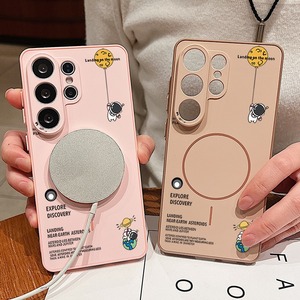 Custodia Magnetica Opaca per Samsung <span class=keywords><strong>Galaxy</strong></span> S25 S26 Ultra con Stampa Astronauta Spaziale <span class=keywords><strong>Cartone</strong></span> <span class=keywords><strong>Animato</strong></span>, Cover Morbida Anti-caduta in TPU per Cellulare - Product Image 2
