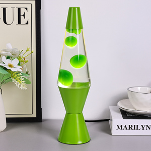 Artesanía de vidrio de metal con cera para lámpara de regalo de luz Lámpara de mesa de base de luz de noche Led Lámpara de lava de medusas verdes de 15 pulgadas - Product Image 1