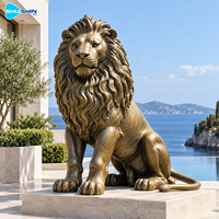 Sculpture de lion en bronze régale, moulée à la cire perdue, statue animale durable, décoration d'entrée pour villa, place, cour, jardin, aménagement paysager
