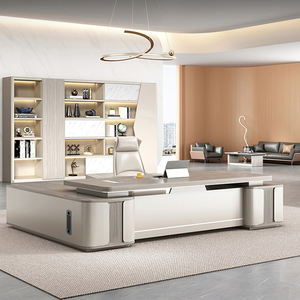 Sıcak satış lüks Modern L şekli direktörü Ceo patron ahşap iş istasyonu masası ofis mobilyaları masa takım yemlik yönetici ofis masası - Product Image 1