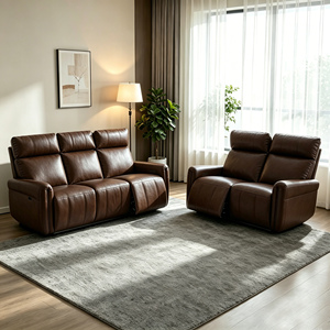 Sofá Seccional Extensible de Cuero Genuino Moderno con Reclinación Eléctrica y Reposacabezas Eléctrico, Mueble de Sala con Estructura de Madera - Product Image 3