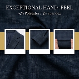 メンズスーツ生地 100% ポリエステル クラシックチェックストライプ織物 スーツ、パンツ、コート、バッグ、ソファ用 - Product Image 5