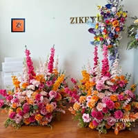 Fournitures de décoration d'événement 80 cm Boule de fleurs Bouquet de fleurs d'allée Arrangement de fleurs roses et orange Centre de table de mariage