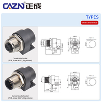 CAZN Factory M12 Zócalo de orificio curvo 2-12 pines B D Conectores macho hembra Gran volumen 90 grados PCB Soportes de panel de metal