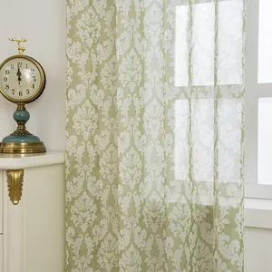 Европейские американские полупрозрачные светло-зеленые занавески для окон, современные элегантные Тканые шторы для гостиной, Лидер продаж