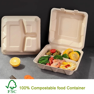 环保可生物降解食品包装容器纸浆汉堡盒翻盖餐具套装甘蔗渣外卖盒 - Product Image 4