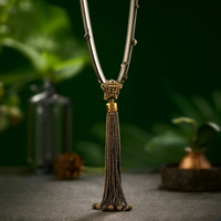 Collier de mode perlé en acier inoxydable 316L plaqué or PVD, durable et résistant, avec long pompon, idéal pour les fêtes, unisexe