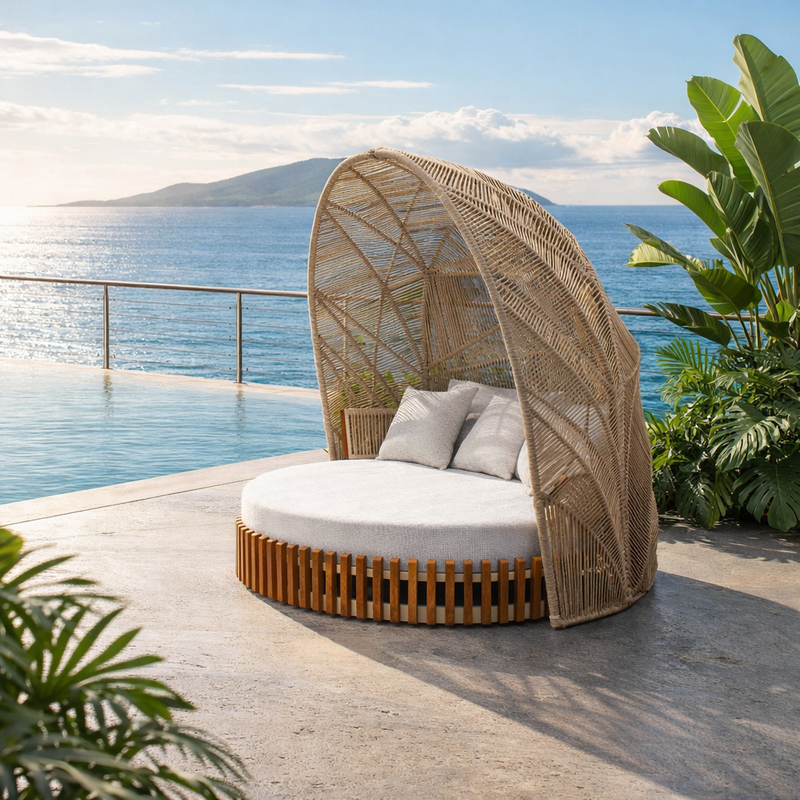 Hotel Outdoor Rope Woven Sun Lounger