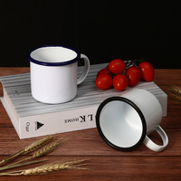 Logo personnalisé sud-coréen imprimé en acier inoxydable gobelet Splash métal Camping en plein air tasse en émail pour le café ou le bureau