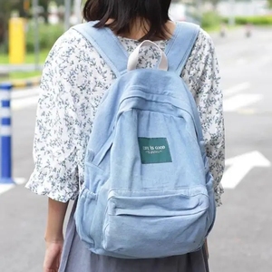 Sacs à <span class=keywords><strong>dos</strong></span> de <span class=keywords><strong>sport</strong></span> décontractés BEARKY pour filles, personnalisés par un créateur de mode, pour le lycée, en <span class=keywords><strong>jean</strong></span> bleu - Product Image 6