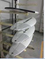 Planche de surf unisexe de haute qualité en EPS avec rail en carbone, shortboard en époxy, planche de type fish en fibre de verre avec logo personnalisable pour les sports nautiques