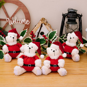 Santa Dressed Sitting <b>Bear</b> <b>Figurine</b> Christmas Theme Doll Ornament Eco-Friendly Non-woven Fabric Children's Christmas Gift - Product Image 1