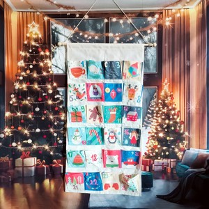 Vente en gros de calendrier de l'avent compte à rebours de Noël avec poches tenture murale pour la décoration intérieure - Product Image 1