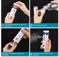 OEM portátil LED nebulizador cuerpo facial vaporizador ABS iónico 30ml Nano rociador de niebla para la belleza uso doméstico alimentado por batería