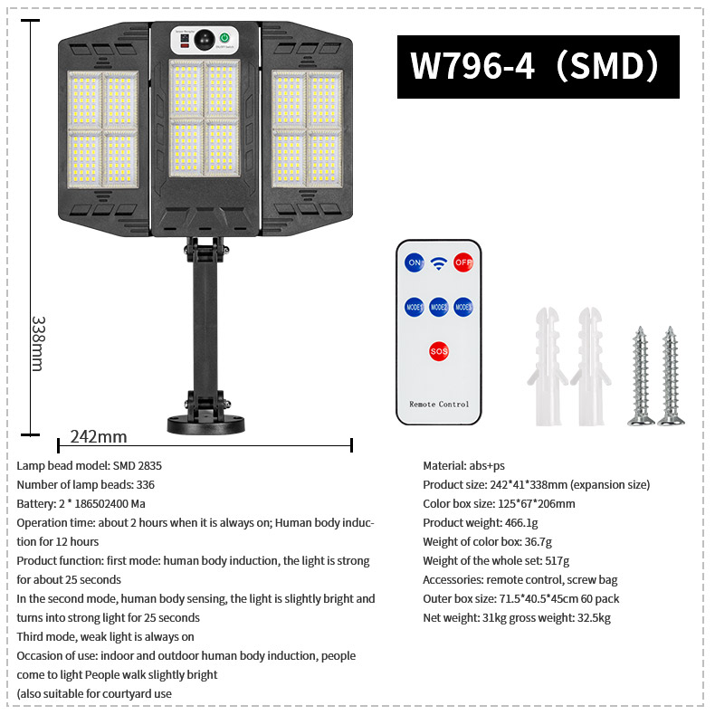 Lampione solare pieghevole W796-4 (SMD)