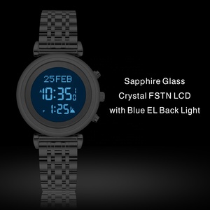 Montre-bracelet en acier inoxydable <span class=keywords><strong>AL</strong></span>-SAHAR avec <span class=keywords><strong>boussole</strong></span> <span class=keywords><strong>Qibla</strong></span>, cadeau islamique du Ramadan / Heures de prière dans le monde entier, rappel de l'heure - AS-T008RGB - Product Image 2