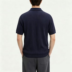 Men Ribbed Knit Polo <b>Cardigan</b> <b>Short</b> <b>Sleeve</b> Button Up Summer Business Casual Knit Sweater - Product Image 2