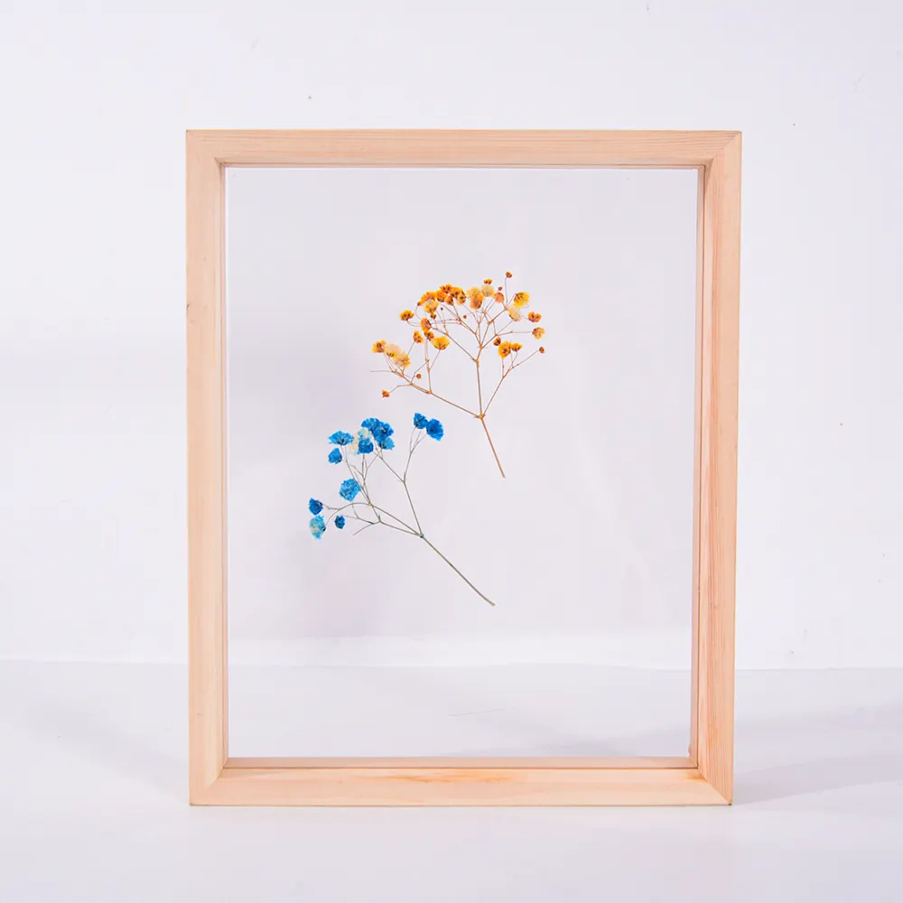 Doppelseitige Glasscheiben aus Holz Getrocknete Blumen Bild anzeige Schwimmende Rahmen