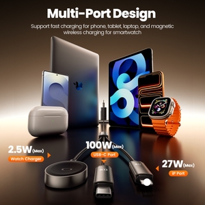 Câble <span class=keywords><strong>de</strong></span> charge rapide Toocki élégant et robuste 3-en-1 100W PD magnétique sans <span class=keywords><strong>fil</strong></span> pour <span class=keywords><strong>Apple</strong></span> Watch iPhone <span class=keywords><strong>iPad</strong></span> usage quotidien - Product Image 4