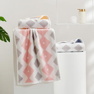 Serviette de toilette en coton jacquard Cotton Love 34x72 cm, pur coton, absorbante, douce, rose, bleu, jaune - Product Image 1