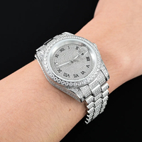 Montres automatiques de luxe avec logo personnalisé, style Hip Hop, entièrement serties de diamants (test diamant positif), mouvement de luxe, Moissanite VVS de qualité présidentielle