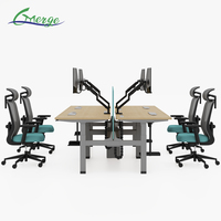 Mobilier de bureau 4 places Table élévatrice d'ordinateur de bureau intelligente Table électrique réglable en hauteur