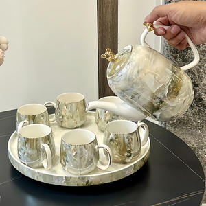 Service à thé en céramique de haute qualité au design luxueux, cadeau de déménagement, ensemble de tasses à eau - Product Image 3