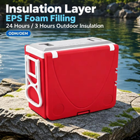 Glacière à roulettes 28L isotherme pour boissons, camping, pique-nique, avec porte-gobelets, coque durable, OEM