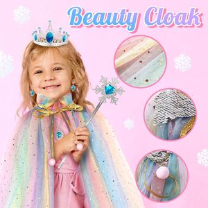 Ensemble de 6 pièces pour enfants : cape, robe en tulle, couronne, costume de princesse pour jeu de rôle, cadeau d'anniversaire - Product Image 2