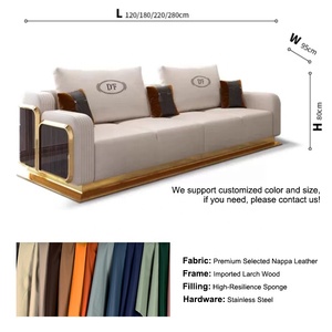 Ensemble de canapés de luxe bicolore 1+<span class=keywords><strong>2</strong></span>+3 places, causeuse, fauteuil, table basse en marbre – Solution de mobilier de luxe tout-en-un pour salon - Product Image 4