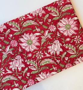 Tissu en coton biologique imprimé à la main, léger, tissé, à motifs floraux et de feuilles, pour rideaux, ameublement et décoration intérieure, prix de gros - Product Image 1