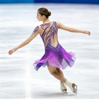 Costume de patinage artistique à plumes dégradées violettes, sans manches, dos creux, strass, en spandex/nylon, pour enfants, pour performance