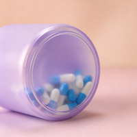 Pot en verre à large ouverture personnalisable pour 90 capsules, récipient durable pour le stockage de poudre de vitamine C, emballage pour compléments alimentaires à base de plantes
