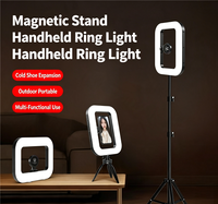 Lampu Cincin LED Magnetik Isi Ulang Genggam YM200 20W, Suhu Warna Dapat Disesuaikan untuk Selfie Ponsel, Siaran Langsung, dan Fotografi