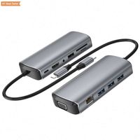 Hub USB 3.0 Tipo-C de 11 Puertos de Aleación de Aluminio con Adaptador de CA para Laptop, Ethernet 2.1 y Base para Teléfono Móvil